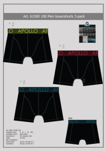 Apollo Heren Boxershorts 3-Pack 000161500100